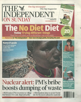Independent On Sunday 2008 cover