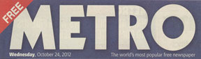 Metro, Oct 2012 masthead